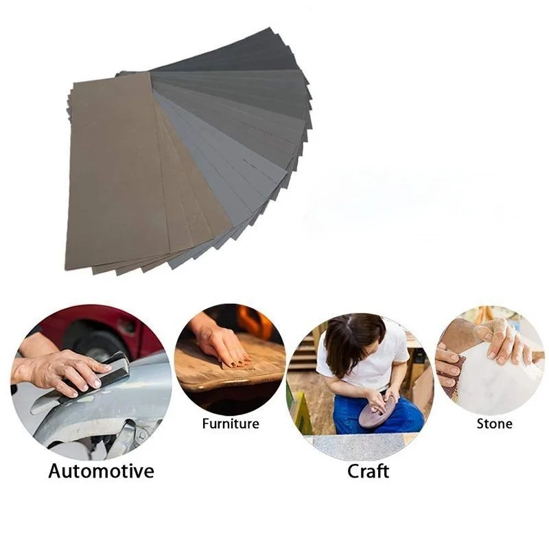 20pc Sandpaper Set 1000/2000/3000/5000/7000 Grit Sanding Paper Water/Dry Abrasive SandPapers For Wood Metal Polishing Automotive