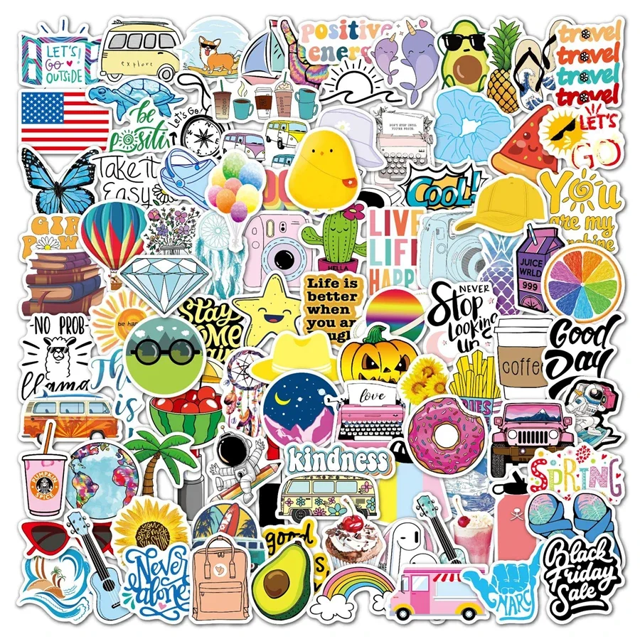 

100 Stickers for Water Bottles Cute Vsco Vinyl Aesthetic Stickers Laptop Hydroflask Skateboard Car Stickers for Teens Kids Girls