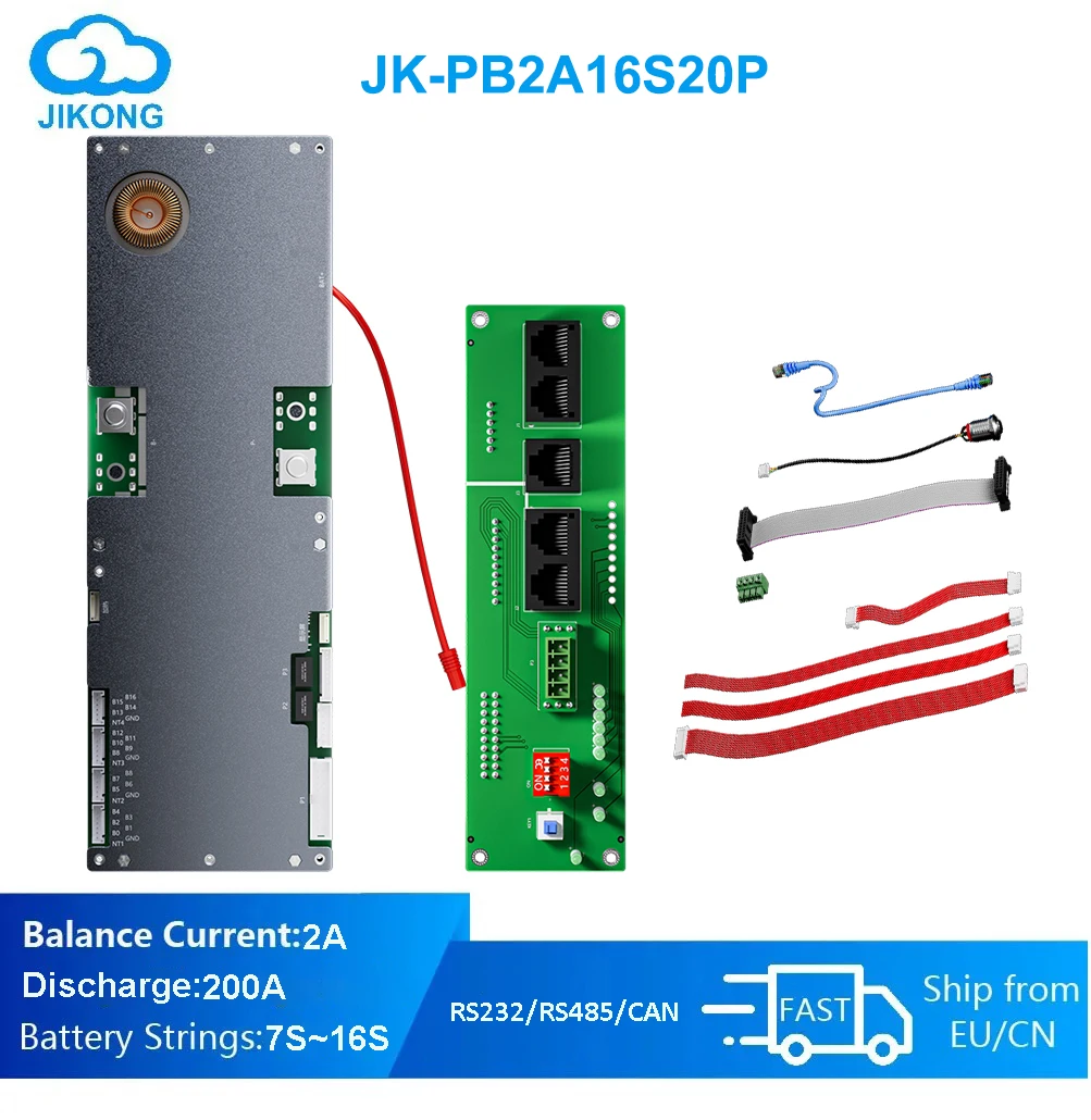 Jikong smart inverter smart bms JK-PB2A16S20P 24v 48v 200a 8s-16s lifepo4/li-ion/lto aktiver balancer 2a home energie speicher bms