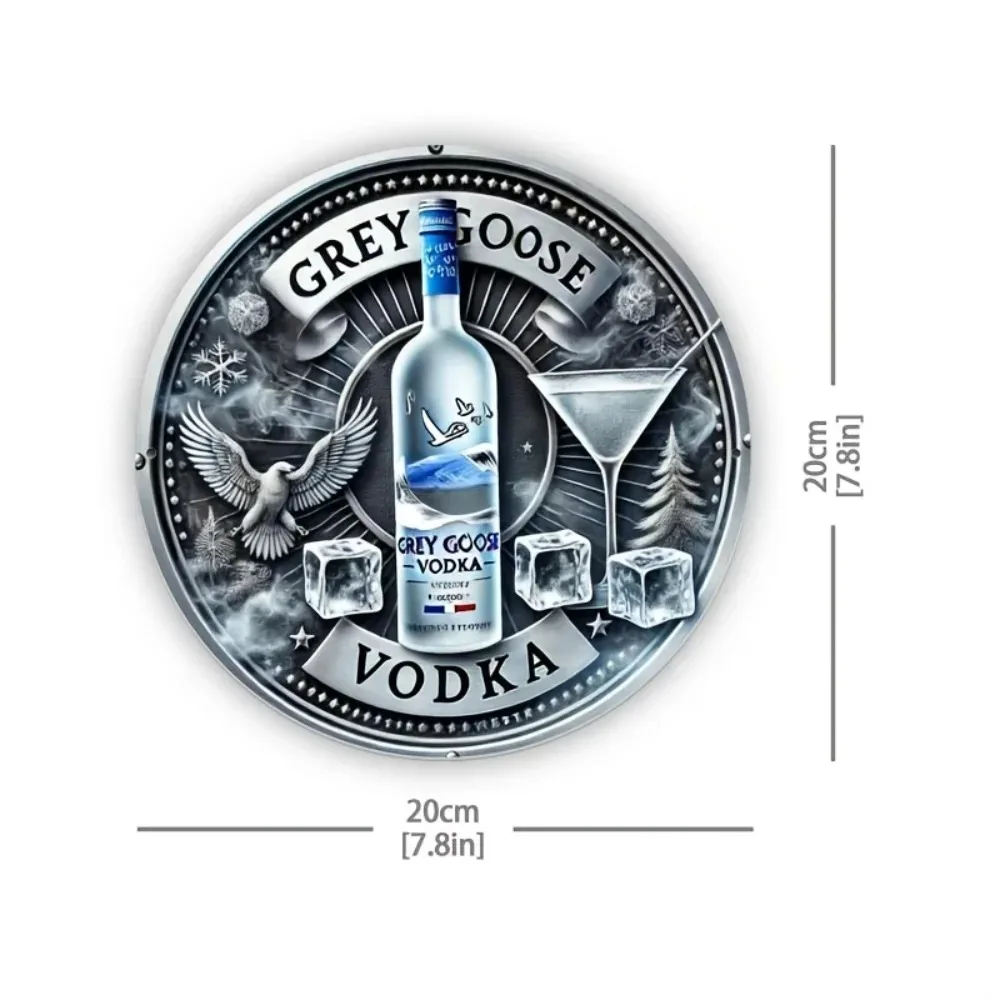 Tinplate Circular Metal Sign | Retro Modern Liquor Bottle | Aluminum Engraved Art, Waterproof & Dustproof