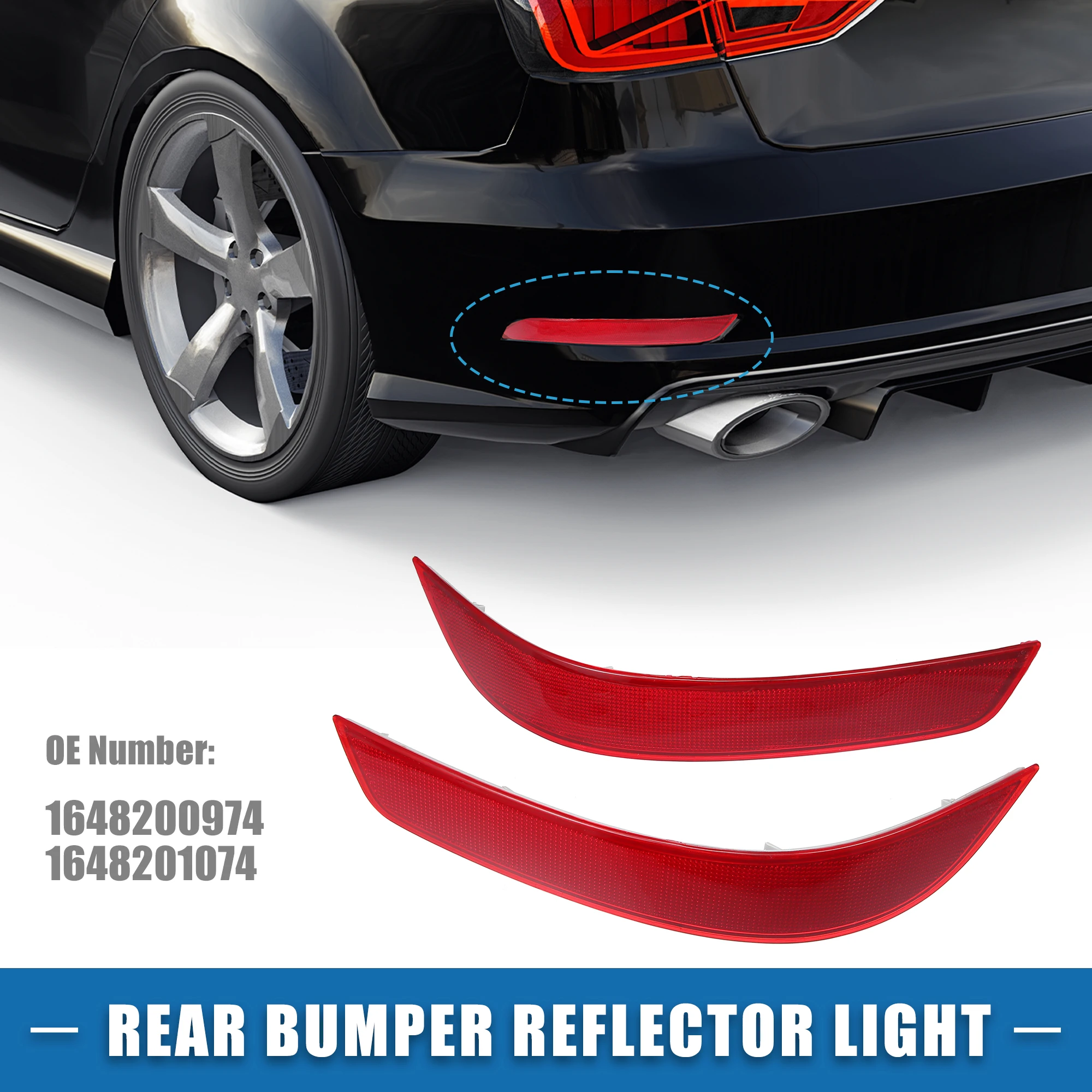 Uxcell Rear Bumper Reflector Light 1648200974 for Mercedes-Benz GL450 4.7L V8 2010-2012 ABS Red Gray