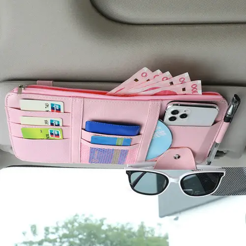 Car Sun Visor Storage Bag Card Bill Pen Glasses Holder Auto Interior Organizer Universal Sunglasses Clip Car Storage Tidying - Image 3