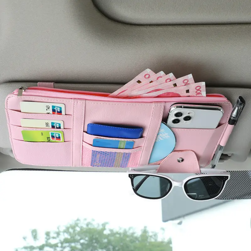 Car Sun Visor Storage Bag Card Bill Pen Glasses Holder Auto Interior Organizer Universal Sunglasses Clip Car Storage Tidying - Image 3