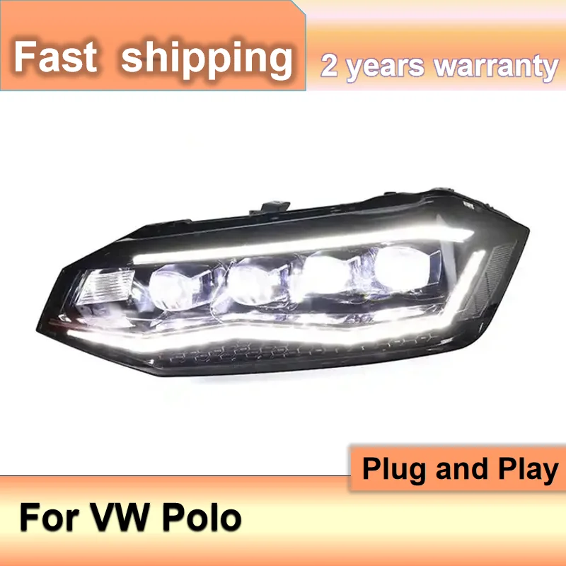 اكسسوارات السيارات للمصابيح الأمامية VW Polo 2019-2022 Volkswagen Polo إضاءة أمامية DRL بدوره إشارة منخفضة عالية شعاع العارض عدسة #5