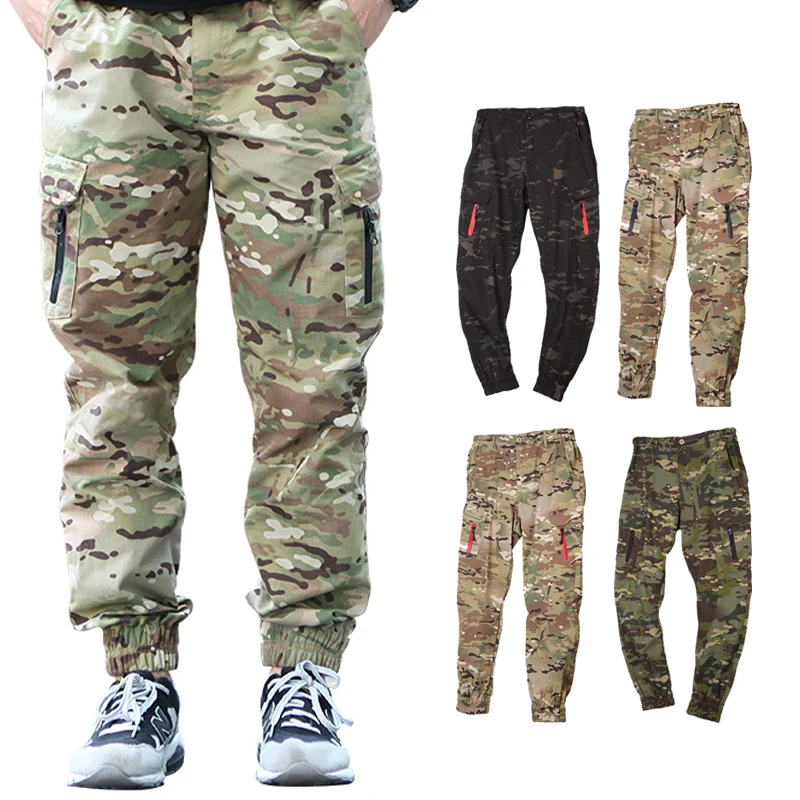 Emersongear Tactical Mens Fashion Ankle Banded Pants Jogger Camoflage Trousers Camping Outdoor Hiking Pants Black Zip EMS9340