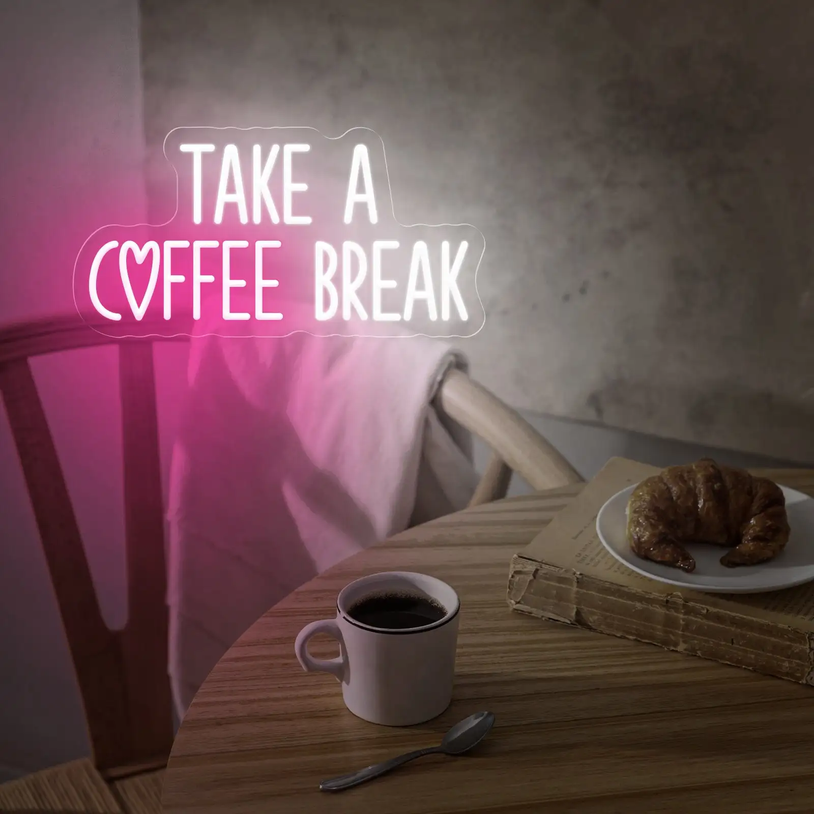 Take A Coffee Break Neon Sign Coffee Art Wall Art Decor Office Living Decor Birthday Gifts For Friends Bedroom Modern Heart Sign