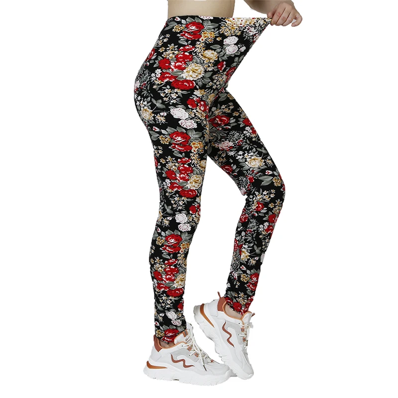 PD284 European and American Fashion Leggings, WOMEN\'S Floral Prints, Fitness and Leisure Leggings, High Elasticity Leggings