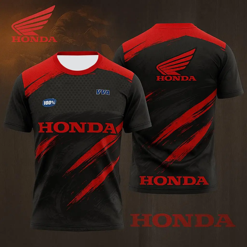 

Honda Motorcycle Team Racing T-Shirt for Men Short Sleeve Quick Dry Breathable Jersey Comfortable for Daily Street Riding