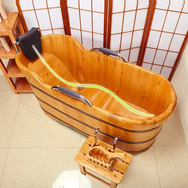 Solid wood bath tub bathtub commercial bath tub into ergonomic S curve bottom