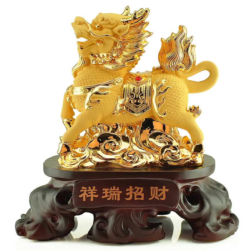 Imagem -03 - Chinese Lucky Mascote Resina Estátua Ornamentos Feng Shui Sala Wine Cabinet Escritório Decoração do Lar Abrindo Presentes 1pc