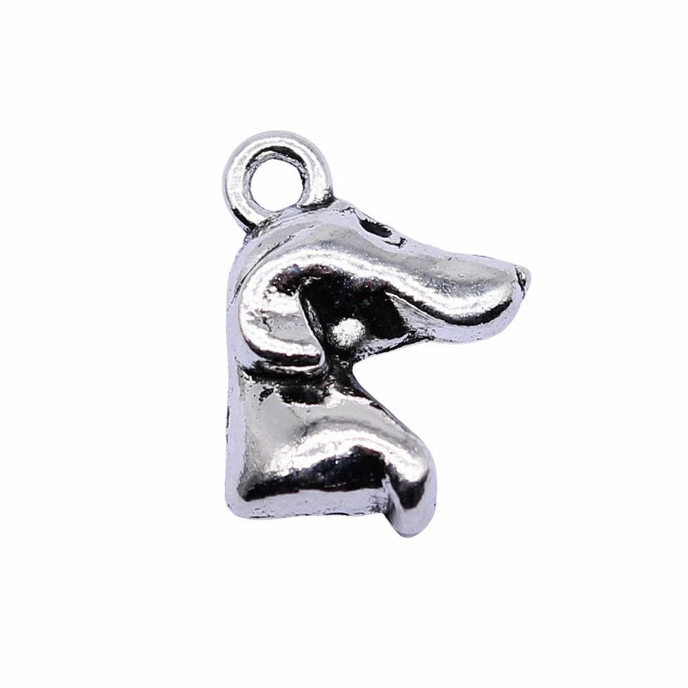 10pcs/lot 14x12mm Dog Head Charms For Jewelry Making Antique Silver Color 0.55x0.47inch