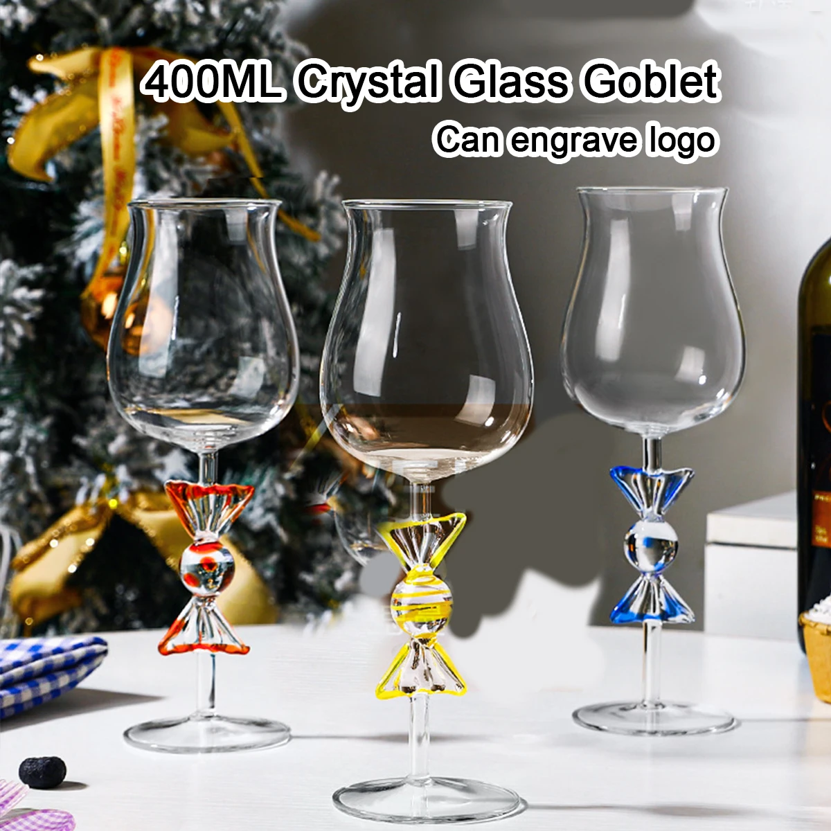 

(Can Engrave Logo) 402ML Candy Wedding Crystal Glass Wine Glass, Party Goblet, Creative Champagne Glass for Home Use