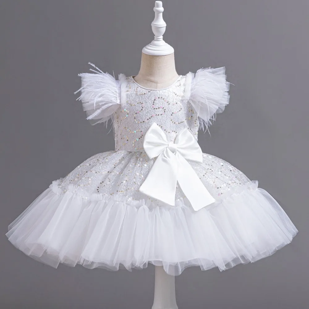 Sequins Girl Princess Dress Wedding Pageant Ball Gown Wedding Ceremony Costume Birthday Party Tutu Dress Wedding Dress