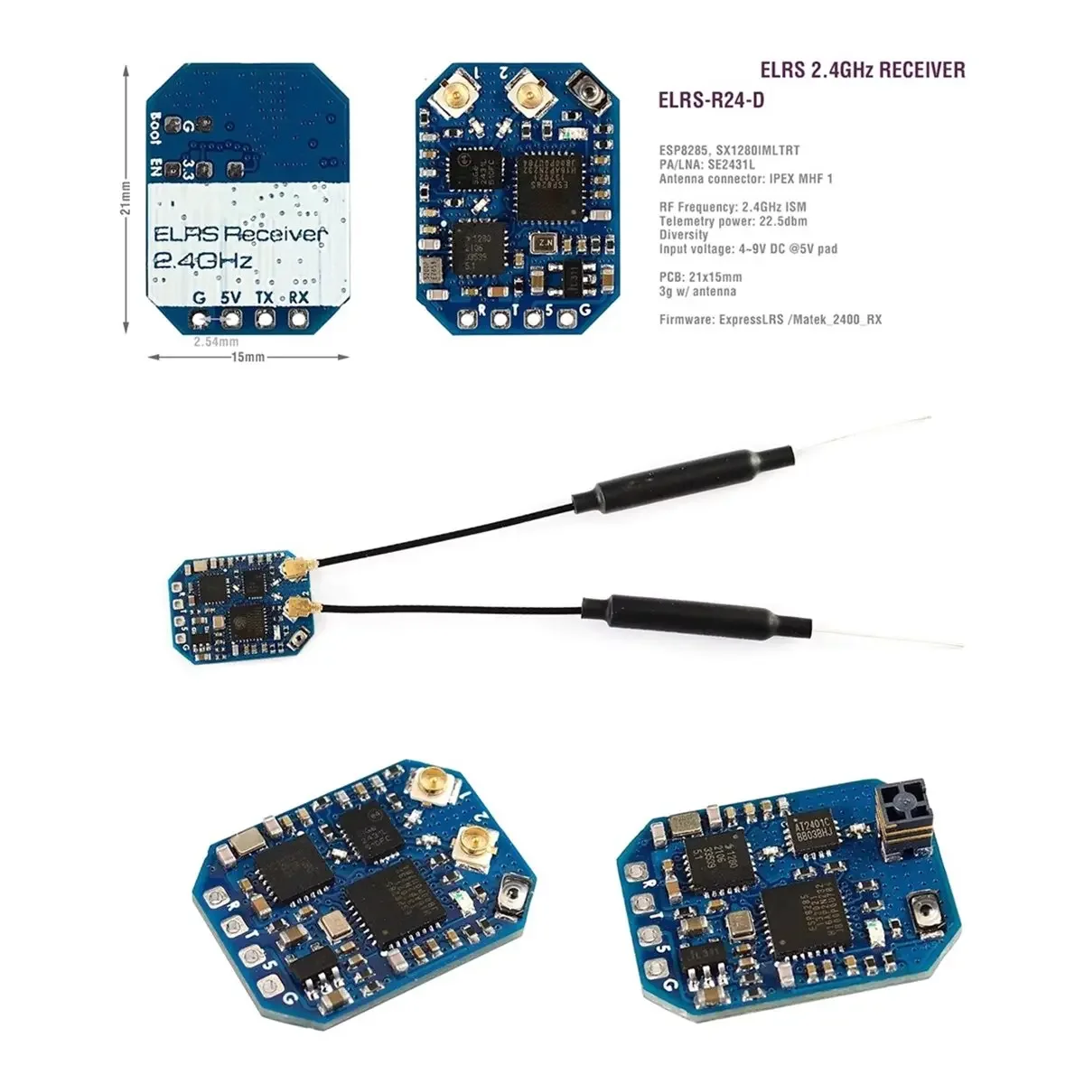 BoMaSA26Z ELRS 2.4GHz ELRS-R24-D Nano Receiver For Micro Mini Freestyle Long Range Racing Drones Microplastic ELRS