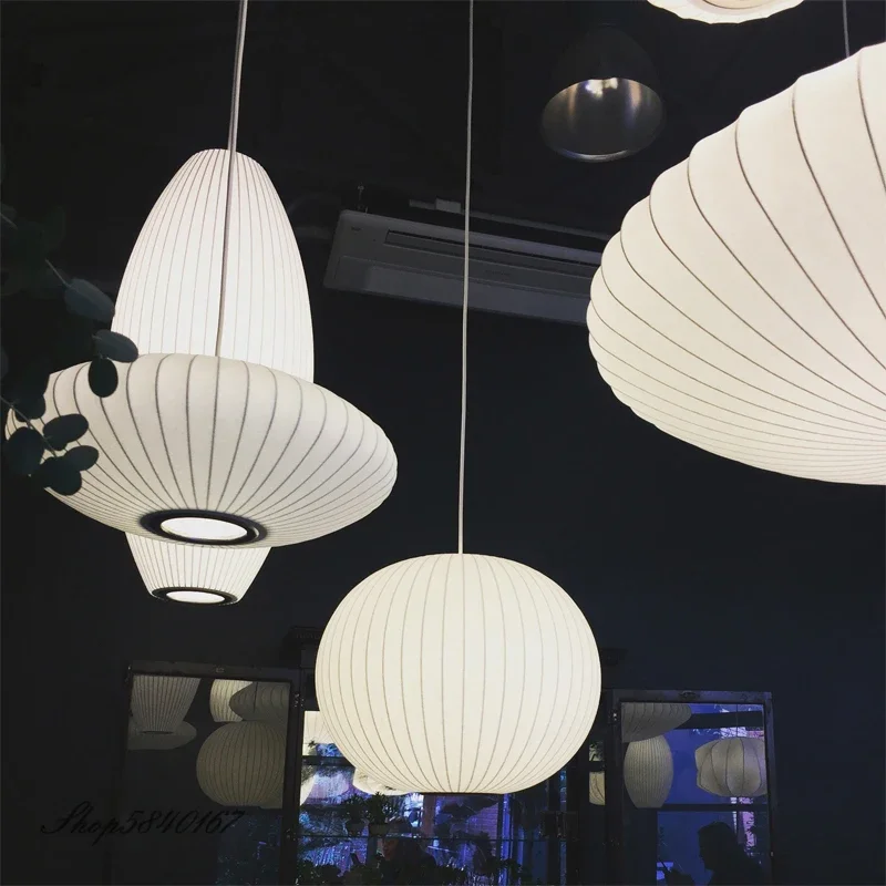 Italian Silk Cloth Pendant Lights Creative Living Room Pendant Hanging Lamps Modern Dining Room Lamps Decoration Indoor Lighting