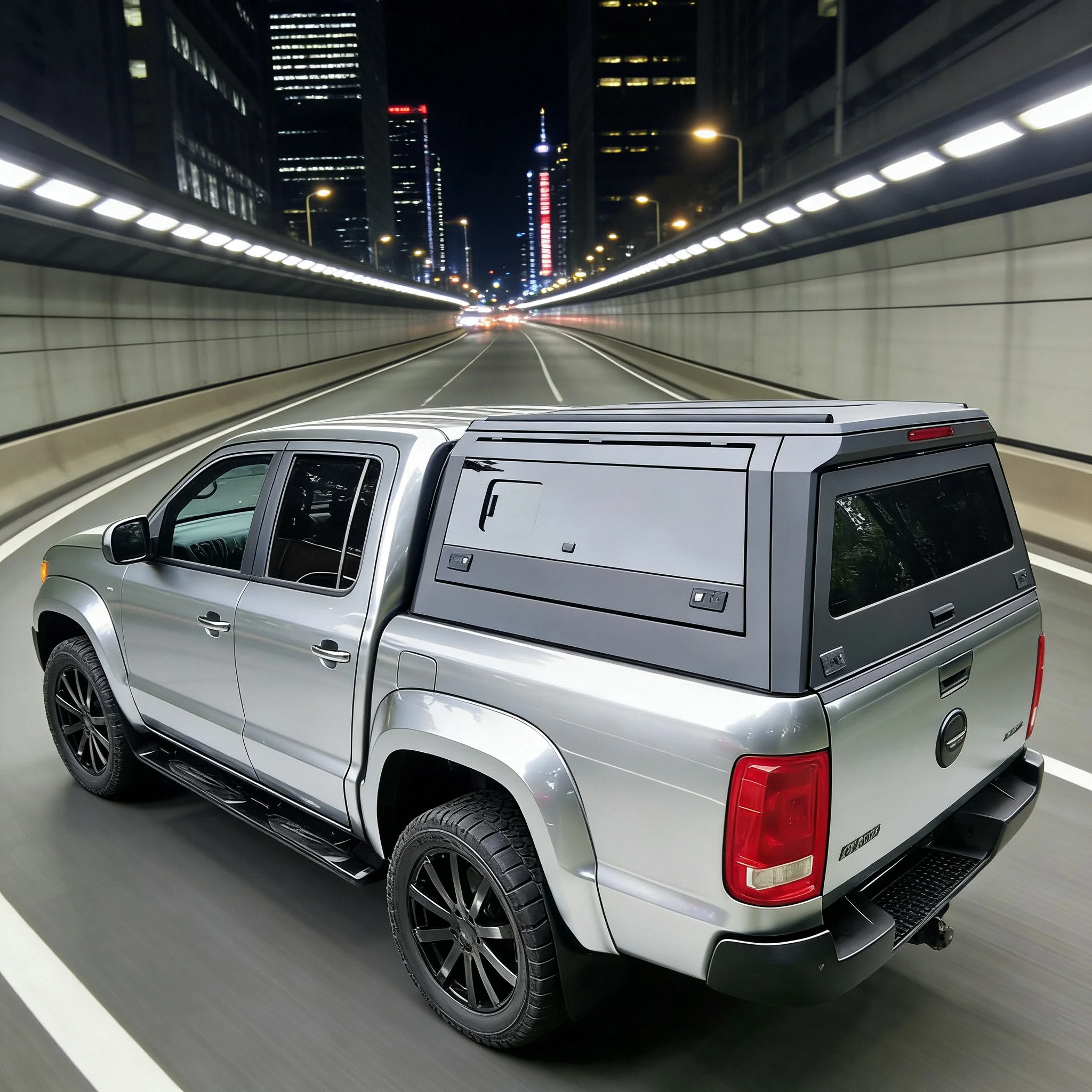 For Amarok 2010+ Aluminum Canopy with Glass Panel Tailbox Manual Operation Key Anti-Theft Waterproof Dustproof Bolt-On Install
