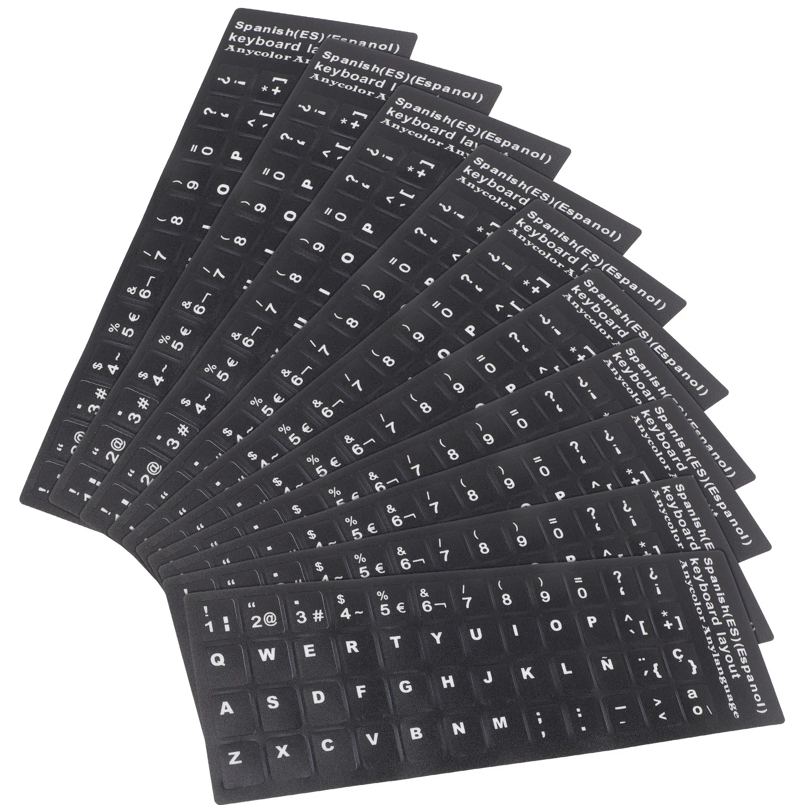 

10 Sheets Keyboard Sticker Spanish Language Letter Sticker Dust Water Resistant Keyboard Stickers Laptop Computer Key