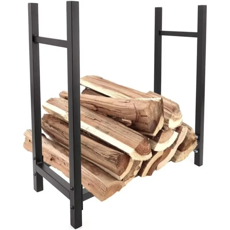 Outdoor Firewood Pile Storage Racks Metal Log Holder Stand Powder Coated Finish for Patio Deck Durable Firewood Storage Rack
