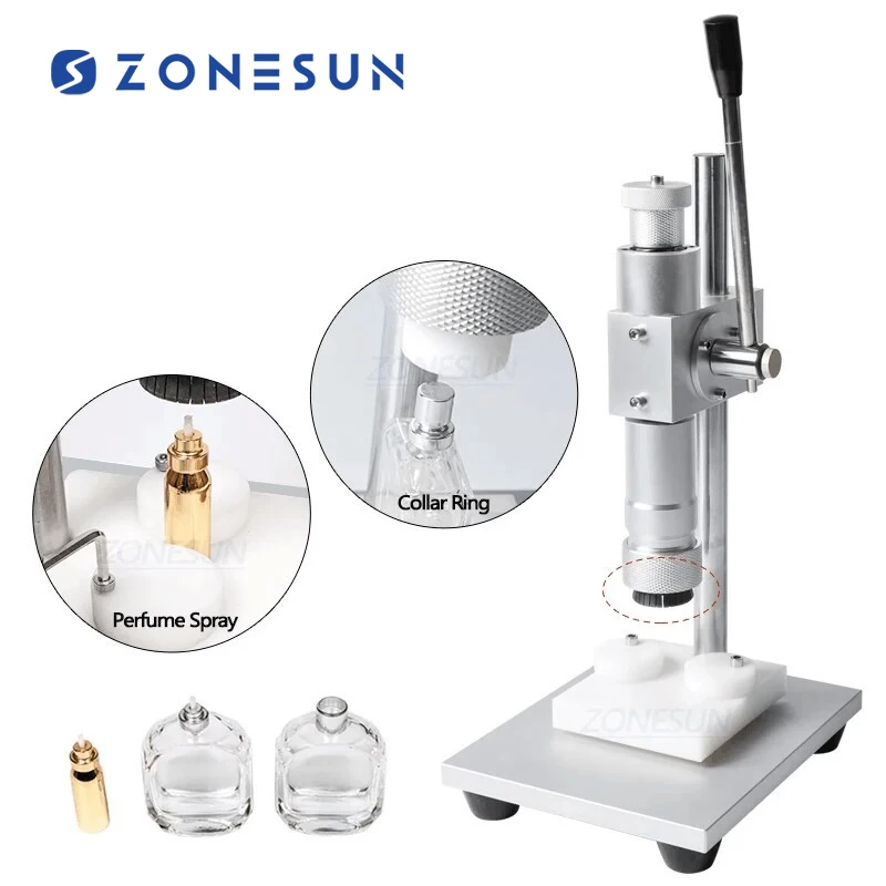 ZONESUN Manual Crimping Machine Perfume Crimper Capper Metal Collar Cap Press Capping Machine Spray Crimper Seals