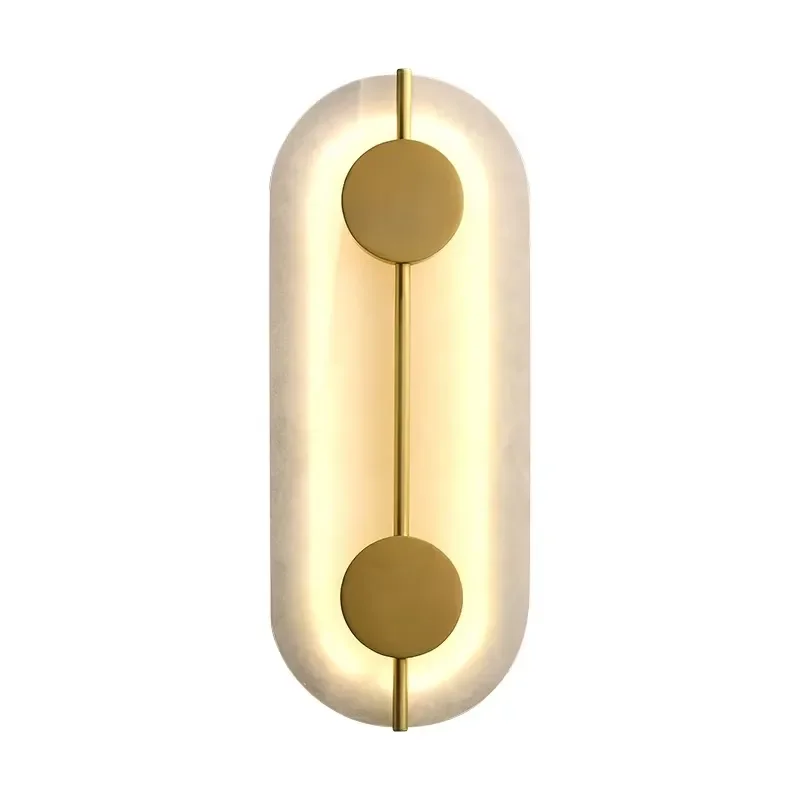 Modern LED Wall Lamp Copper Marble Design Luxury Sconce for Living Room Bedroom Bedside Hotel Aisle Creative Lighting Fixture