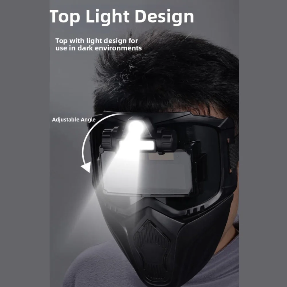 

Сварочная маска с автоматическим затемнением, фильтр для сварки с автозатемнением, конструкция из поликарбоната, эластичный регулируемый ремешок на голову