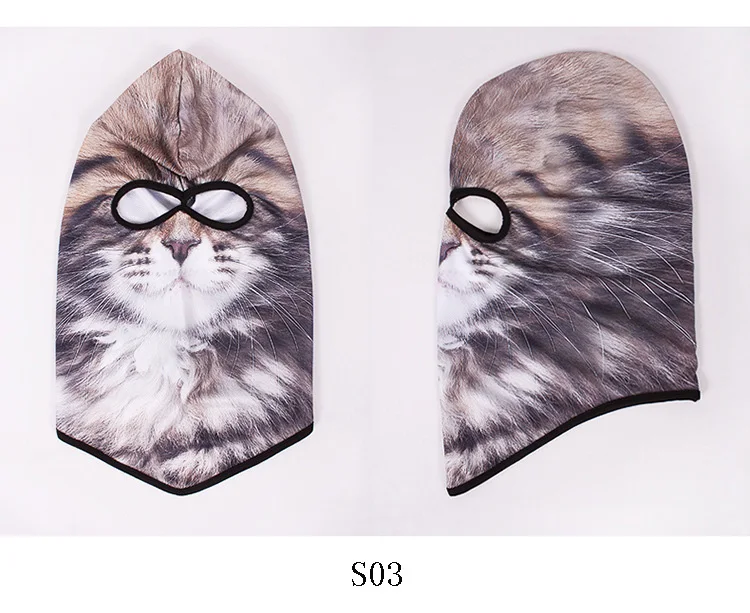 Passamontagna 3D Con Orecchie Da Gatto - 100% Poliestere Traspirante Per Sci, Rave, Halloween, Ciclismo - Stampa Animale