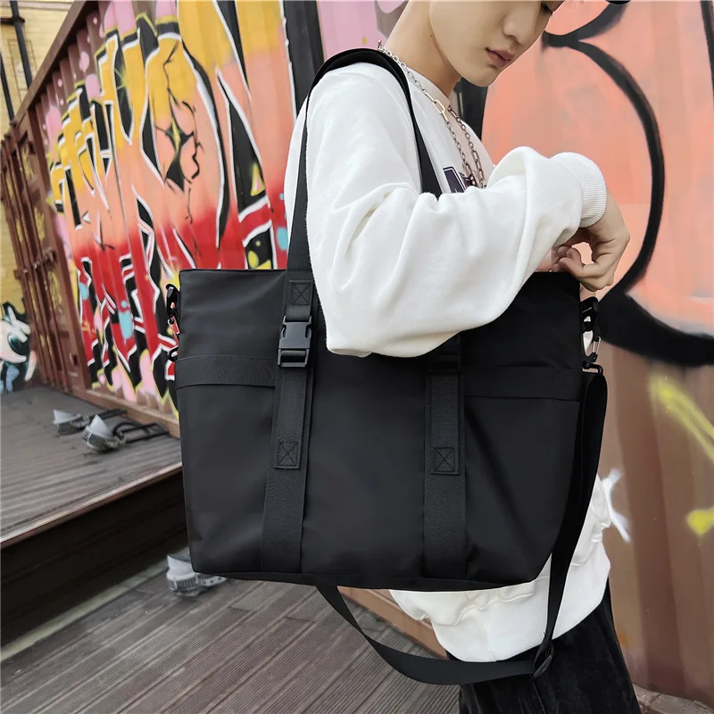 2024 Large Nylon Unisex messenger bag Grey Black Big Size Men handbag Casual Travel men's cross bag Waterproof side bag for men