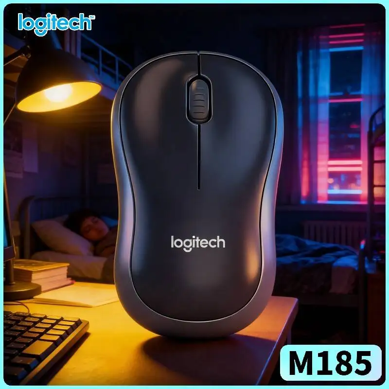 Logitech M185 Grip-Easy Mouse 1000 DPI Optical Sensor 10m Range 12-Month Battery Auto-Sleep Energy-Saving Tool