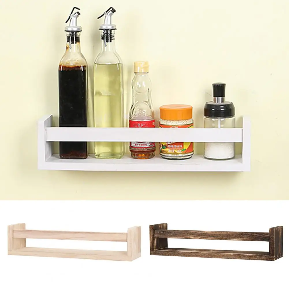 Nursery Decor Bookshelf Children Floating Bookshelf Wooden Wall Storage Rack for Kitchen Baby Room Organization for Seasonings