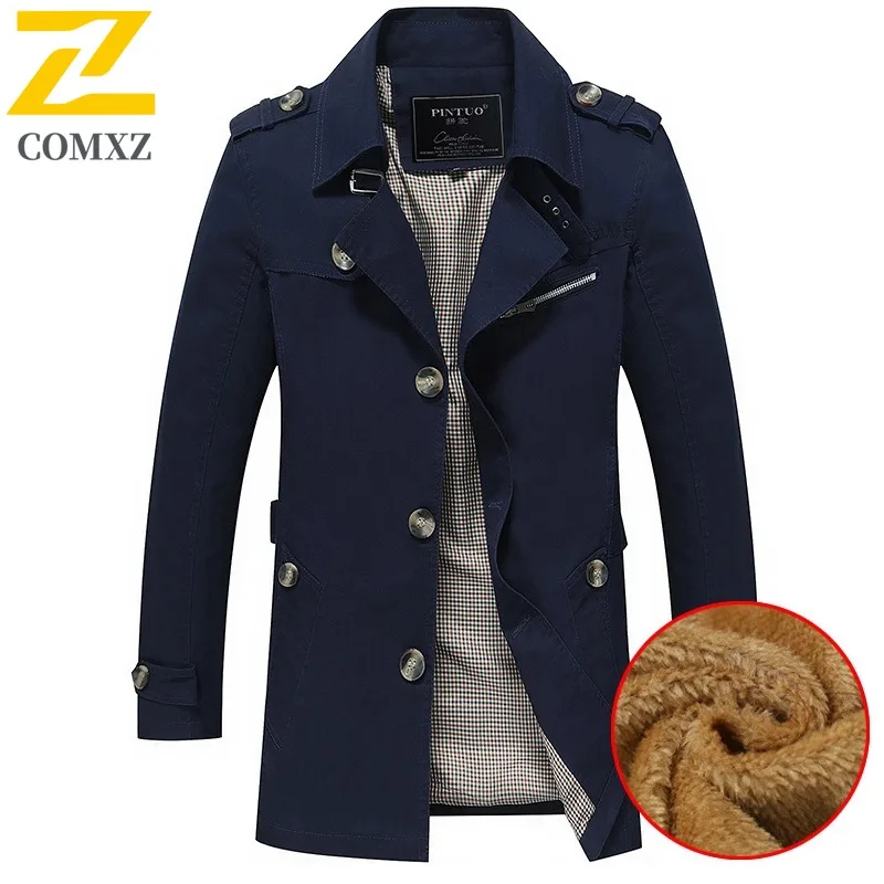 COMXZ 2025 Men Korean Style Slim Fit Long Jacket Casual Cotton Padded Coat Winter Spring Fashion Export Exclusive windbreaker