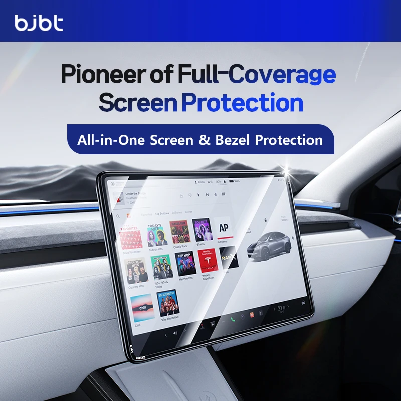 Étui en verre trempé 2-en-1 BJBT avec protection d'écran pour Tesla Model 3 Y Juniper Accessoires 2025 2026 avec cadre de protection