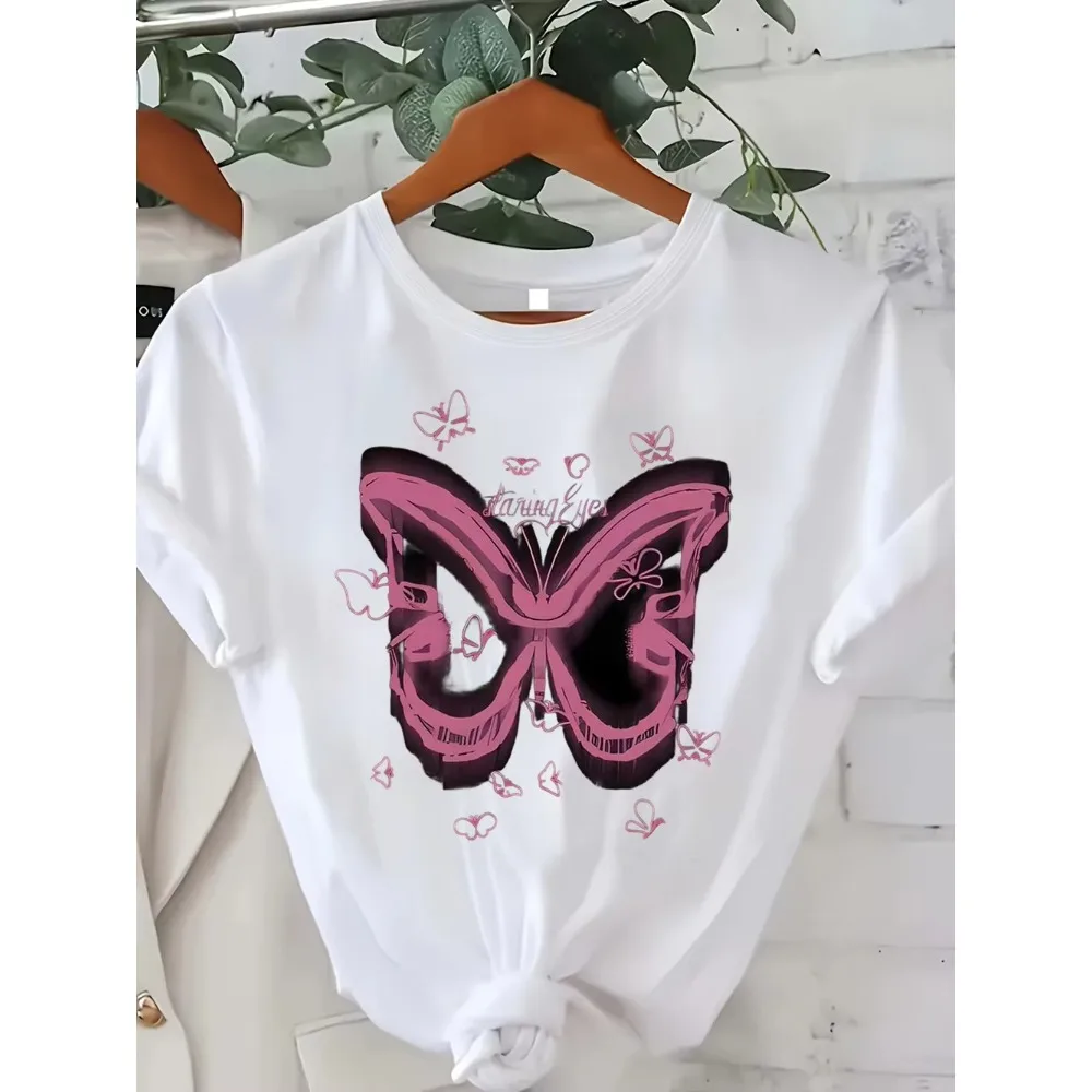 Men's Women's Short-sleeved Explosive Insect Butterfly Dragonfly Print Round Neck T-shirt Women Clothes T Shirt Harajuku Y2k Top