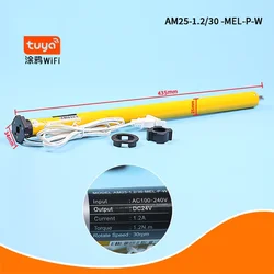 A-OK AM25-1.2-30-MEL-P-W TUYA WiFi Tubular Motor for Electric Flexible Gauze Curtain Motorized Roller Blinds 110-240V US Plug