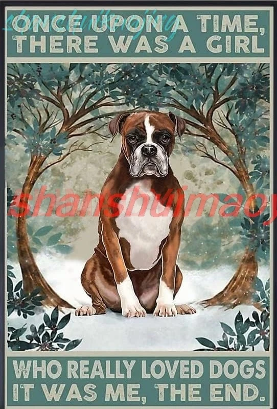 Pit Bull Dog Once Upon A Time There was A Girl Who Really Loved Dogs Vintage Metal Sign Retro Tin Sign Art Home Decoration  sign