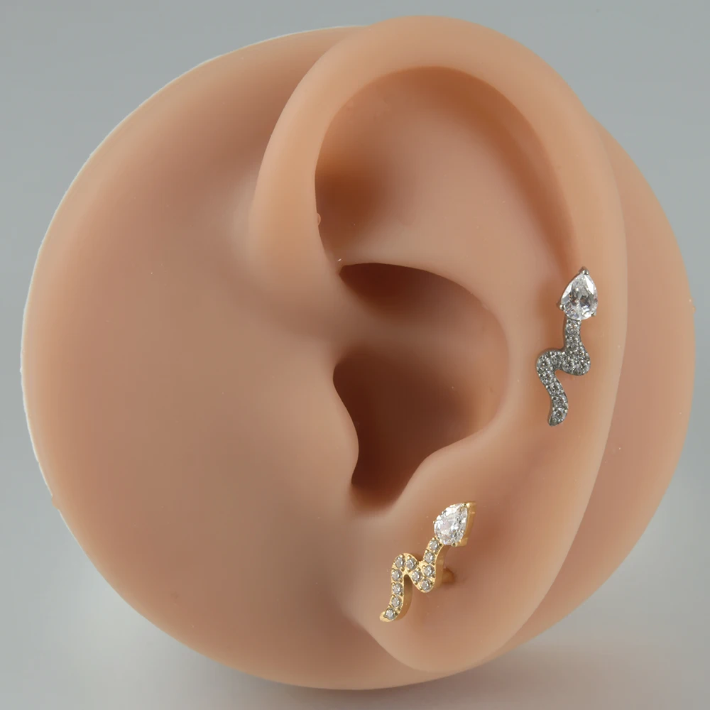 Opal Flower Cartilage Earrings, Solid Titanium