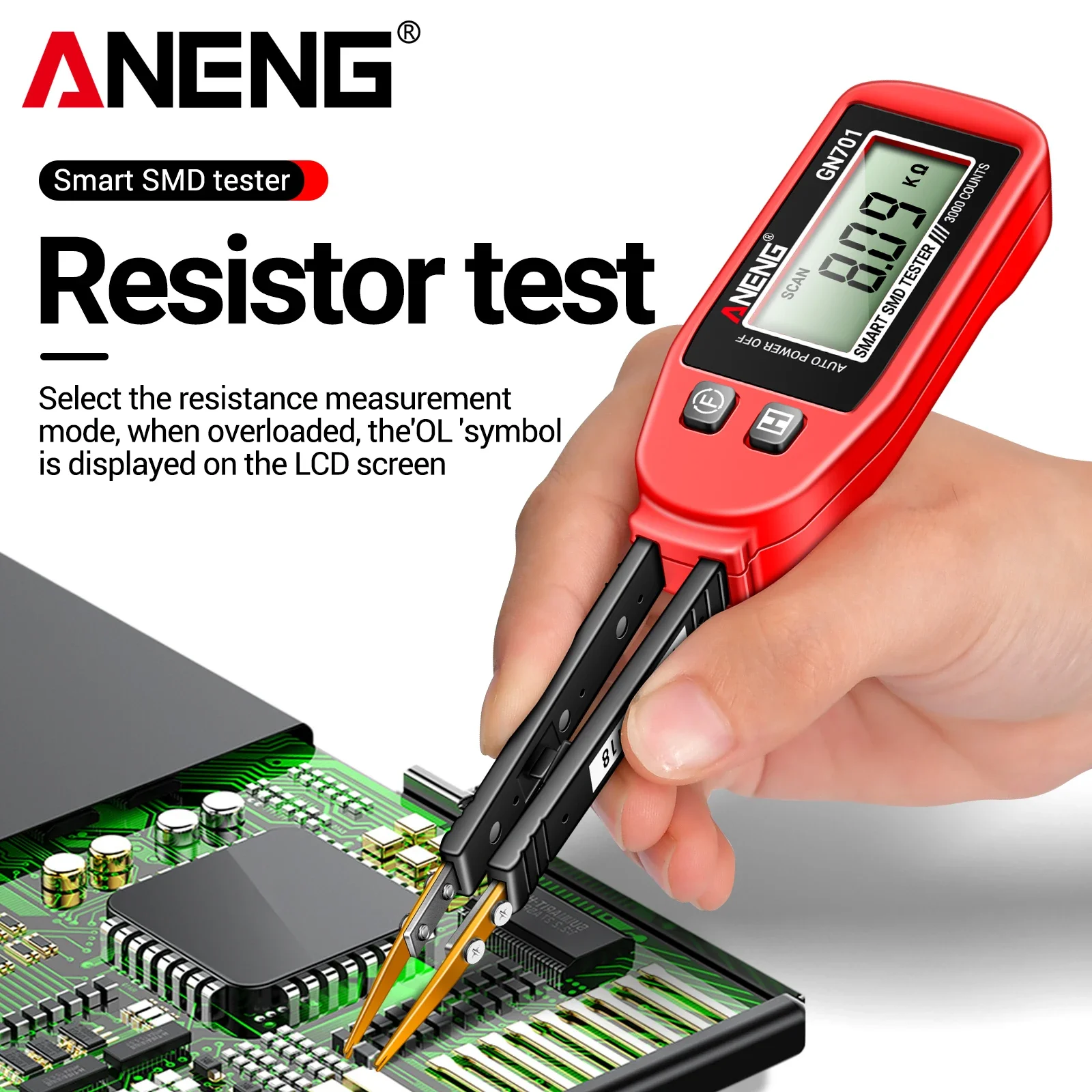 ANENG GN701 high-precision SMD surface mount tester tweezer type resistance capacitance diode on/off detector LCR bridge meter view 2