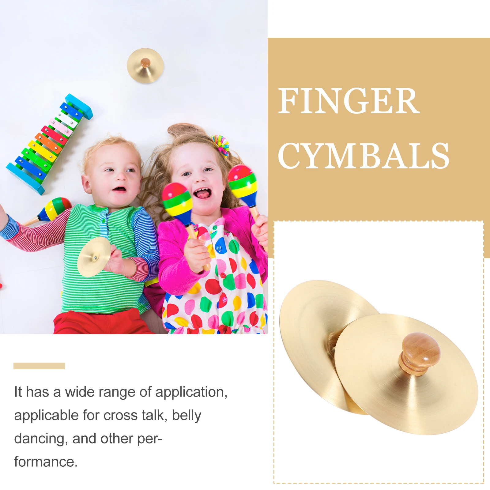 

2 Pcs Cymbals for Dancer Ball Party Copper Kids Musical Instruments Toddler Hand Mute
