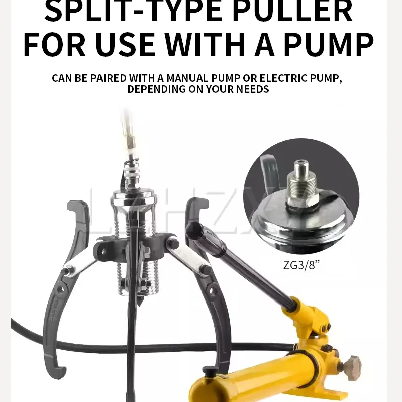 Integrated Hydraulic Puller, Split Type with CP-700 Manual Pump, Gear Shaft Sleeve Extraction, Hydraulic Equipment Repair