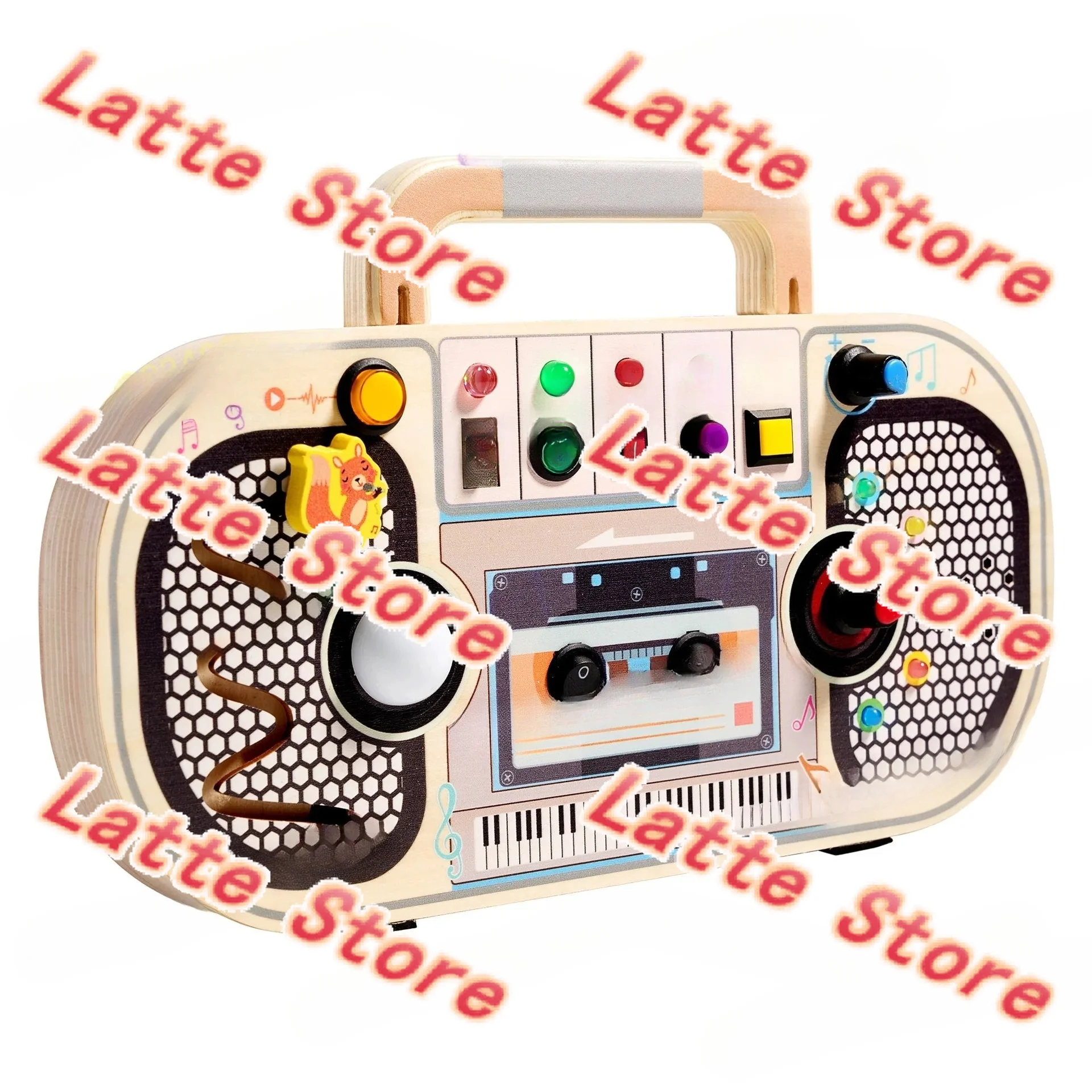Kids Early Education Wooden Busy Board with Light Switch & Socket - Hands-On Learning Toy