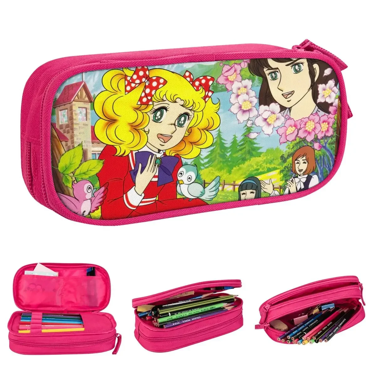

Cute Candy Candy Pencil Case Anime Pencilcases Pen Box for Girls Boys Big Capacity Bag Students School Zipper Stationery