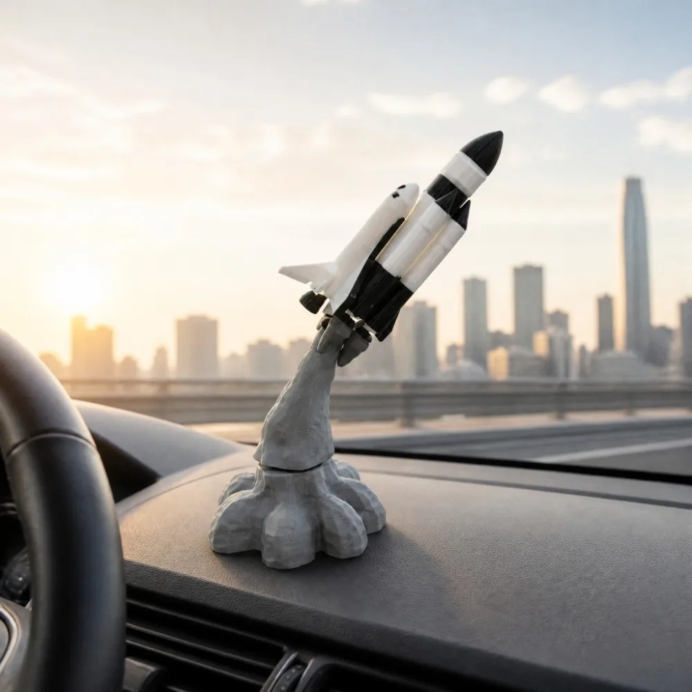 Accessories 3D Printed Dashboard Ornaments Fun Dynamic Rocket Launch Rocket Launch Statue Swaying Car Figurines Dashboard