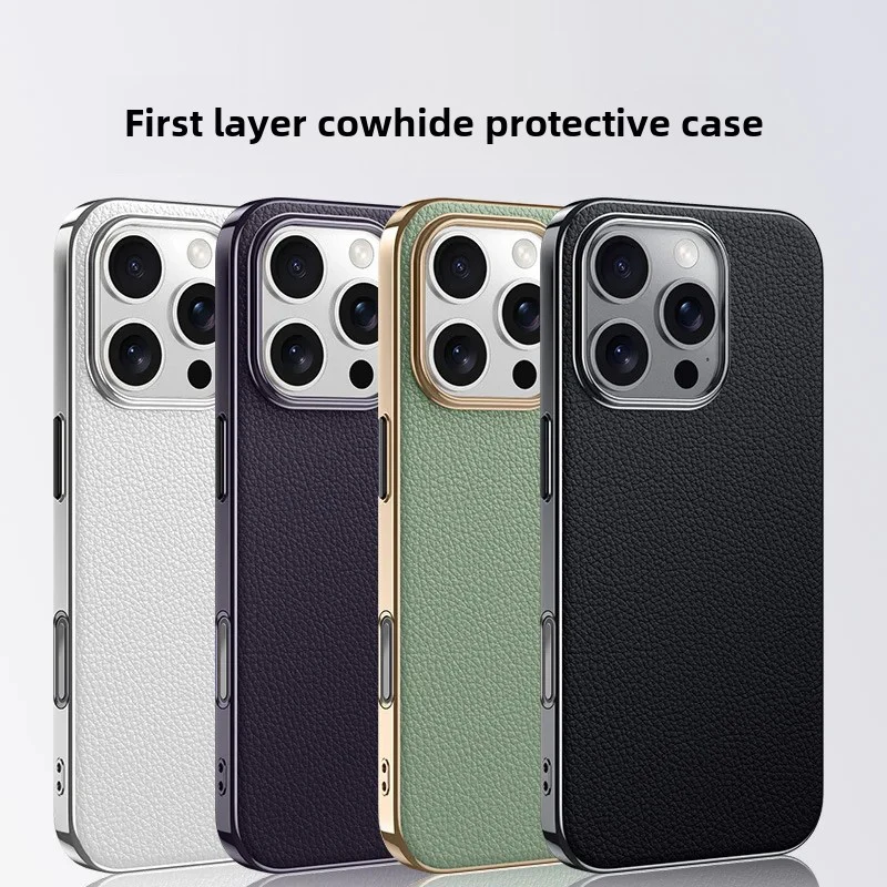 

Роскошный кожаный чехол ручной работы премиум-класса для iPhone 16 15 14 13 Pro Max, противоударный, с защитным покрытием на задней панели