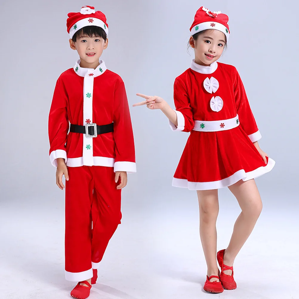 Traje de Papá Noel para niños, disfraz de lujo, traje de actuación de Navidad de Papá Noel, ropa roja