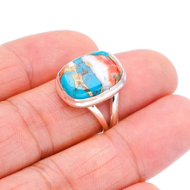 

StarGems® Natural Copper Chalcedony Handmade 925 Sterling Silver Ring 7 F1703