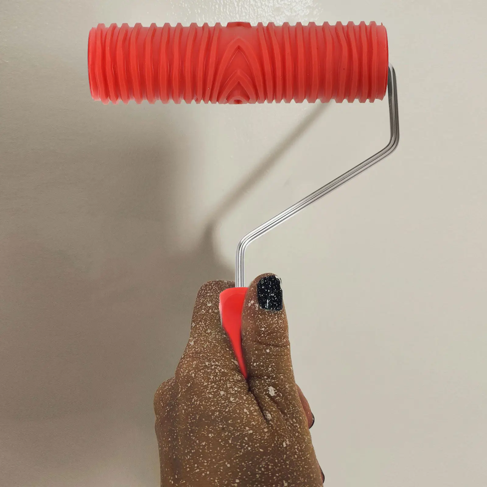 

7-дюймовый силиконовый валик из диатомита с прямым рисунком для текстурной отделки стен, инструмент для покраски и декорирования, пластиковая ручка