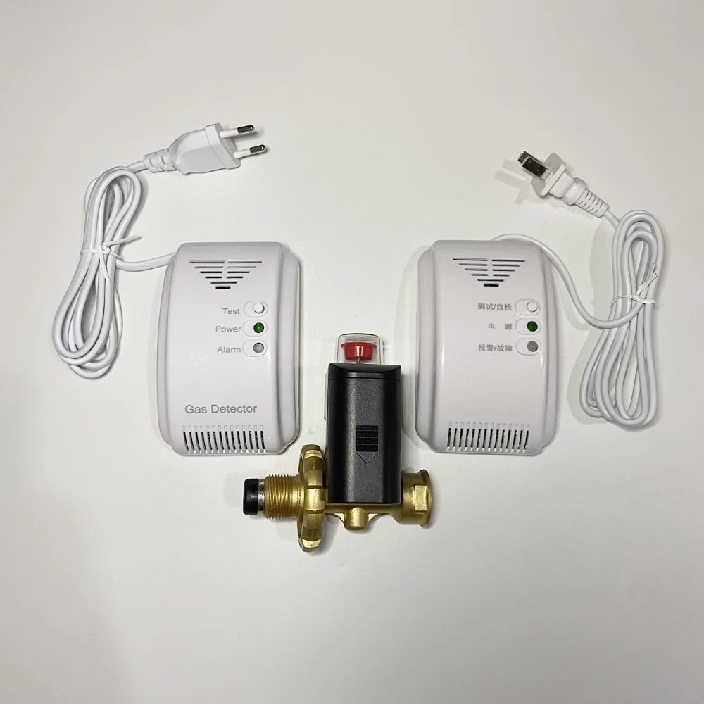 1Pcs RF433 Wireless Combustible Gas Alarm Detector with Solenoid Valve and Robot To Shut Off Natural Gas CH4 Sensor