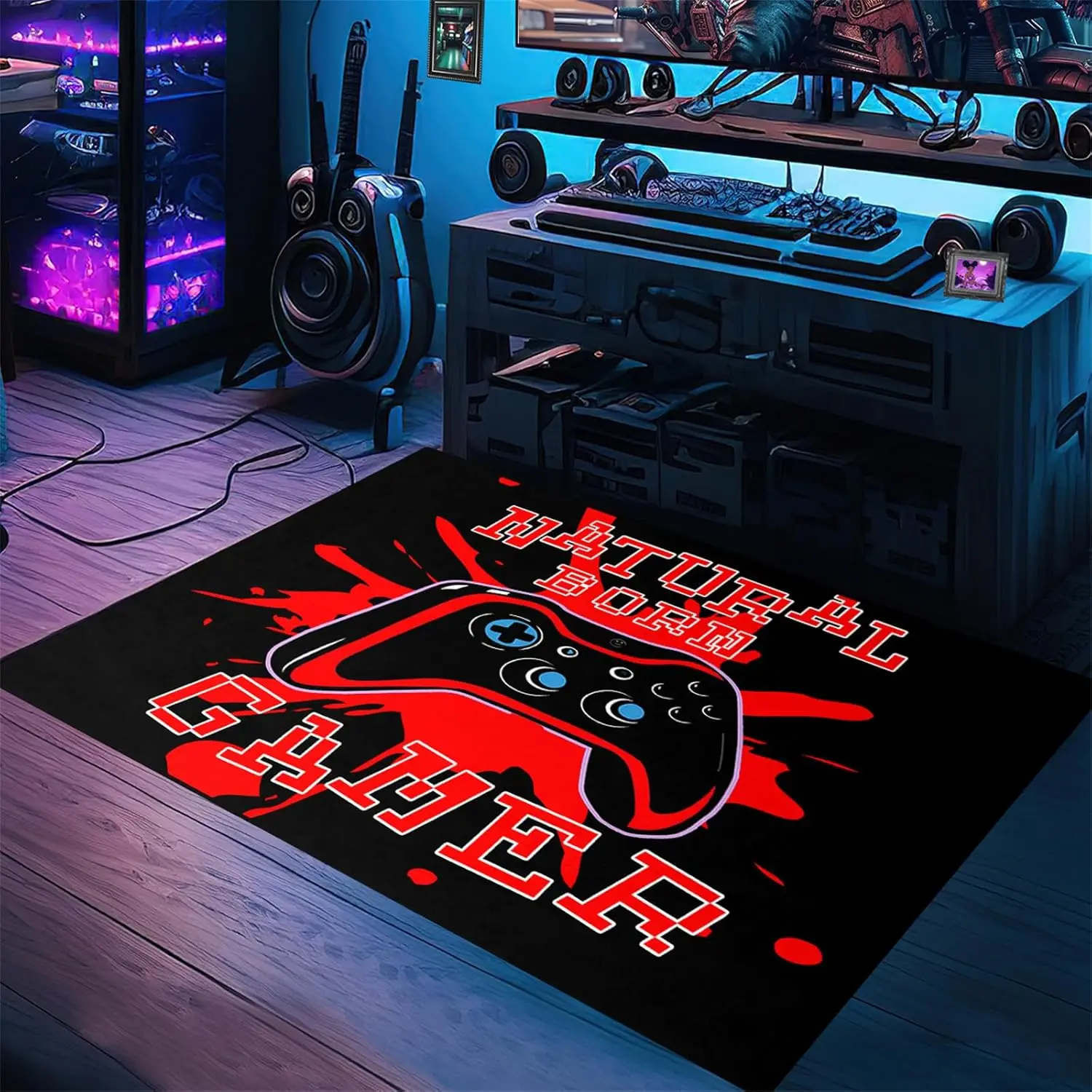 

Gamer Area Rugs For Gamer Bedroom Living Room Black Gamepad Red Gaming Carpet Bedroom Sofa Mat Door Mat For Adults Game Player