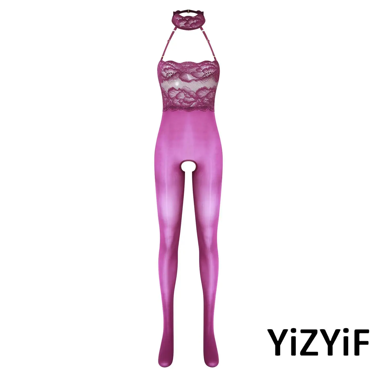 

Женское соблазнительное кружевное глянцевое боди с цветочным принтом и съемным воротником-бретелькой с открытой промежностью, сексуальные чулки для тела, комбинезон, ночное белье