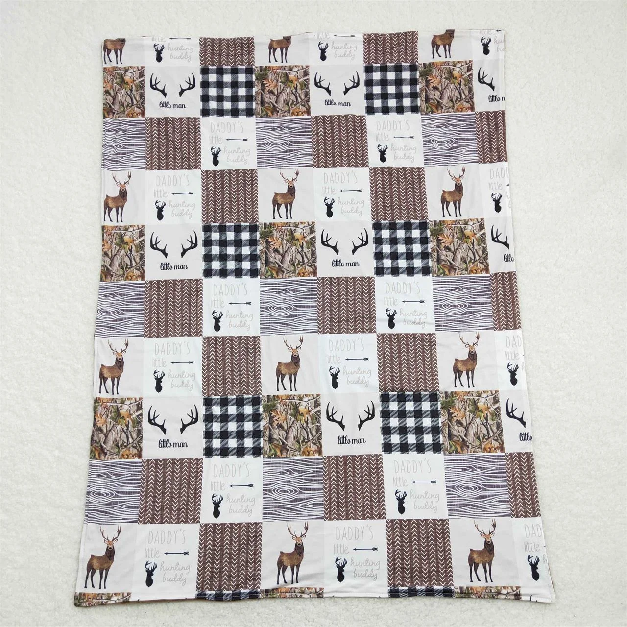 Wholesale Boutique Kids Deer Hunting Bedding Fleece Children Thin Quilt Toddler Daddy's Baby Boy Flannel Blanket