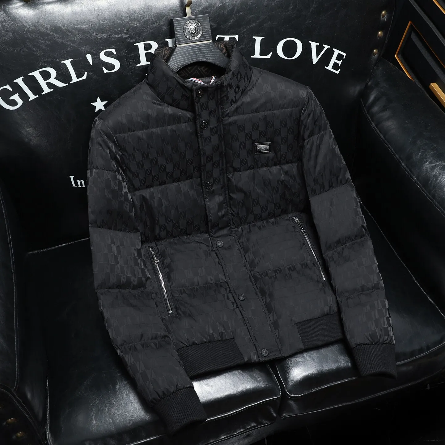 

Men's Stand Collar down Jaet Lightweight Warmth Du Feather Faion Urban Outdoor Sport Zipper Decoration k Pattern